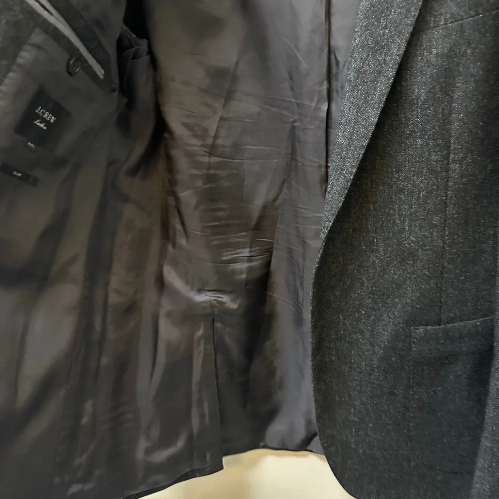 J.Crew Ludlow Slim Blazer 44L Charcoal Grey Abraham Moon Wool Suit Jacket